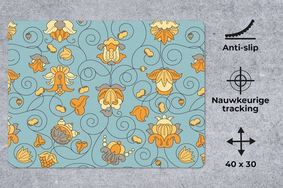 Bureau onderlegger 40x30 cm - Muismat Patronen - Vintage - Bloemen - Bureaulegger xl - Desk mat beschermer - Computer muismatten