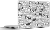 Laptop sticker - 14 inch - Amsterdam - Grachtenpand - Zentangle - 32x5x23x5cm - Laptopstickers - Laptop skin - Cover