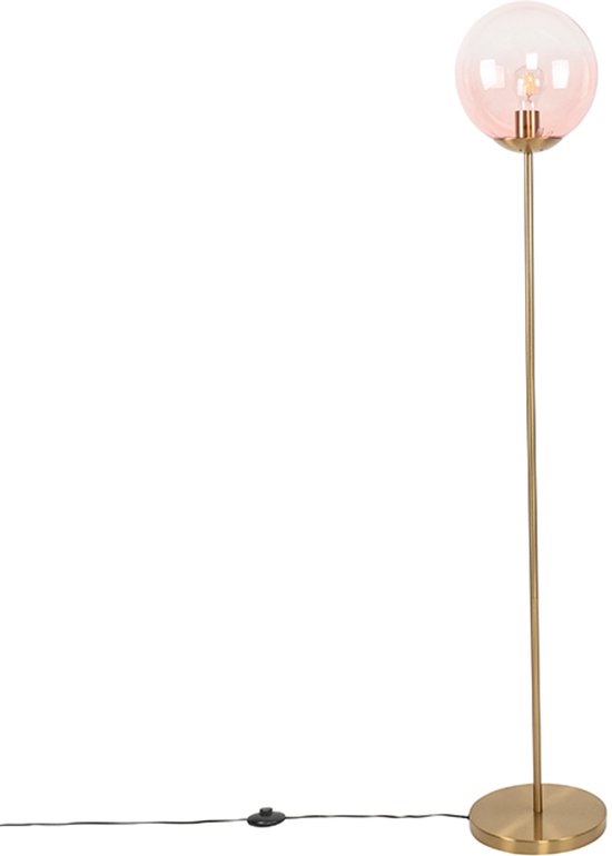 QAZQA pallon - Art Deco Vloerlamp | Staande Lamp - 1 lichts - H 1430 mm - Roze - Woonkamer | Slaapkamer | Keuken