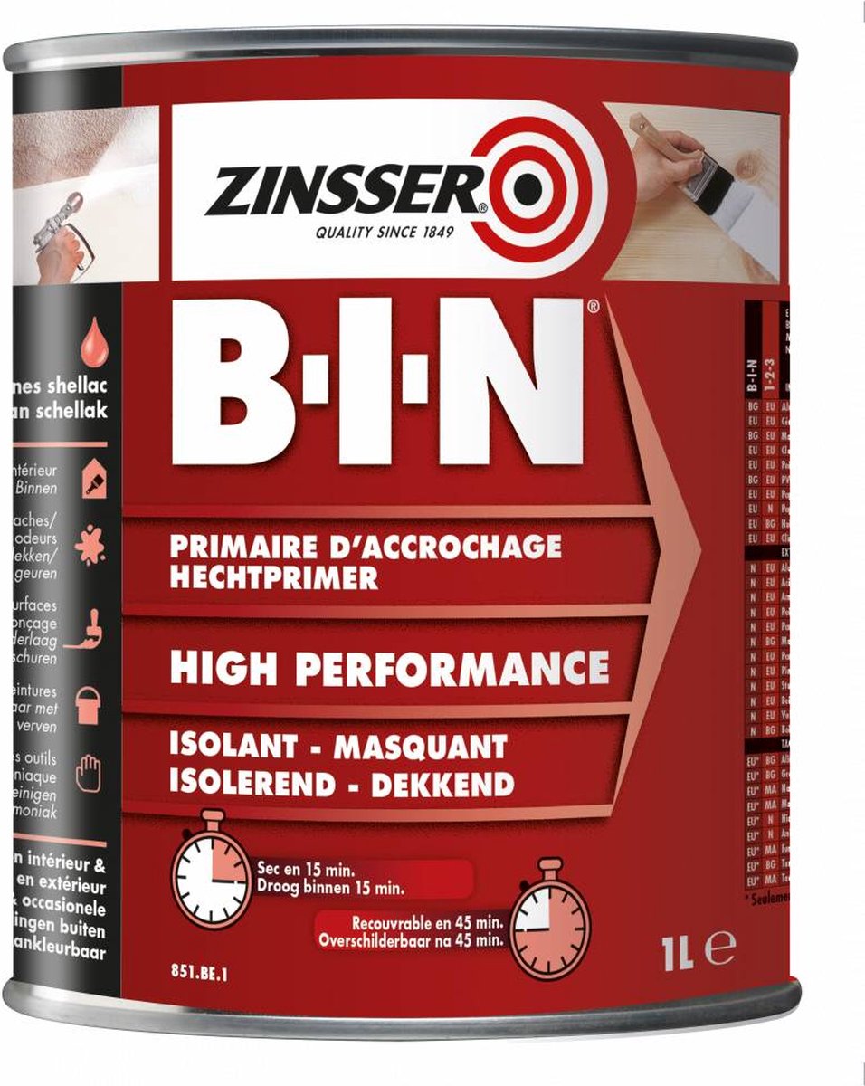 Zinsser Bin Primer 1 liter - Hechtprimer & Isolator | bol