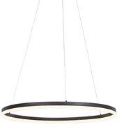 QAZQA anello - Design Dimbare LED Hanglamp eettafel met Dimmer voor boven de eettafel | in eetkamer - 1 lichts - Ø 80 cm - Zwart - Woonkamer | Slaapkamer | Keuken