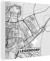 Canvas Schilderij Plattegrond - Leiderdorp - Kaart - Stadskaart - 20x20 cm - Wanddecoratie