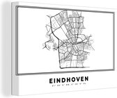 Canvas Schilderij Stadskaart – Zwart Wit - Kaart – Eindhoven – Nederland – Plattegrond - 150x100 cm - Wanddecoratie