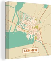 Canvas Schilderij Lemmer - Vintage- Kaart - Stadskaart - Plattegrond - 90x90 cm - Wanddecoratie