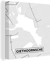 Peinture sur toile Pays- Nederland - Carte - Giethoornsche - Plan de la ville - Carte - 50x50 cm - Décoration murale