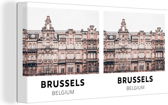 Tableau sur toile Bruxelles - België - Maisons - 80x40 cm - Décoration murale
