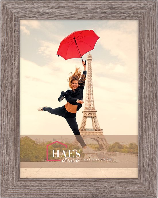 HAES DECO - Cadre photo bois Paris marron pour 1 photo format 20x25 - SP001205