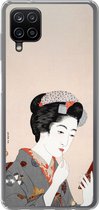Geschikt voor Samsung Galaxy A12 hoesje - Japans - Vrouw - Make up - Vintage - Siliconen Telefoonhoesje