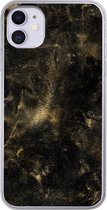Geschikt voor iPhone 11 hoesje - Goud - Glitter - Zwart - Siliconen Telefoonhoesje