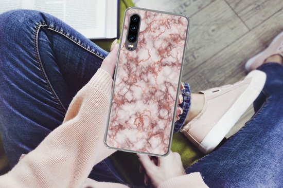Coque Huawei P30 - Marbre - Violet - Ligne - Coque de téléphone en Siliconen