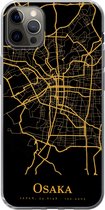 Geschikt voor iPhone 12 Pro Max hoesje - Osaka - Kaart - Goud - Siliconen Telefoonhoesje