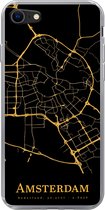 Geschikt voor iPhone SE 2020 hoesje - Amsterdam - Kaart - Goud - Zwart - Siliconen Telefoonhoesje