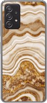 Geschikt voor Samsung galaxy a73 hoesje - Marmer print - Goud - Kiezelstenen - Siliconen Telefoonhoesje