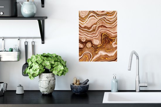 Stickers muraux - Feuille Autocollant - Marbre - Or - Cercle - 30x40 cm - Feuille Adhésive - Stickers muraux Chambre Enfant - Papier Peint Auto Adhésif