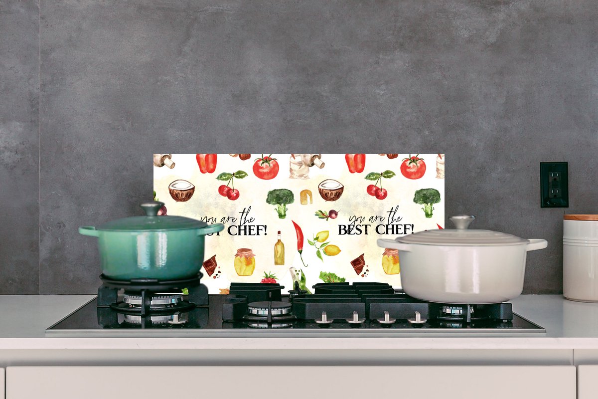 KitchenYeah Spatscherm 60x30 cm - You are the best chef - Aluminium thumbnail 4