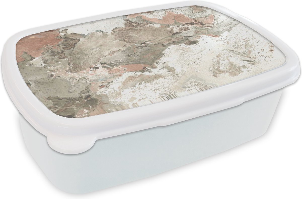Broodtrommel Wit - Lunchbox - Brooddoos - Wit - Graniet - Keien - 18x12x6 cm - Volwassenen