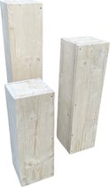 Sokkel-Zuil-Pilaar-steigerhout-pilaar voor beelden-60cm hoog-blank
