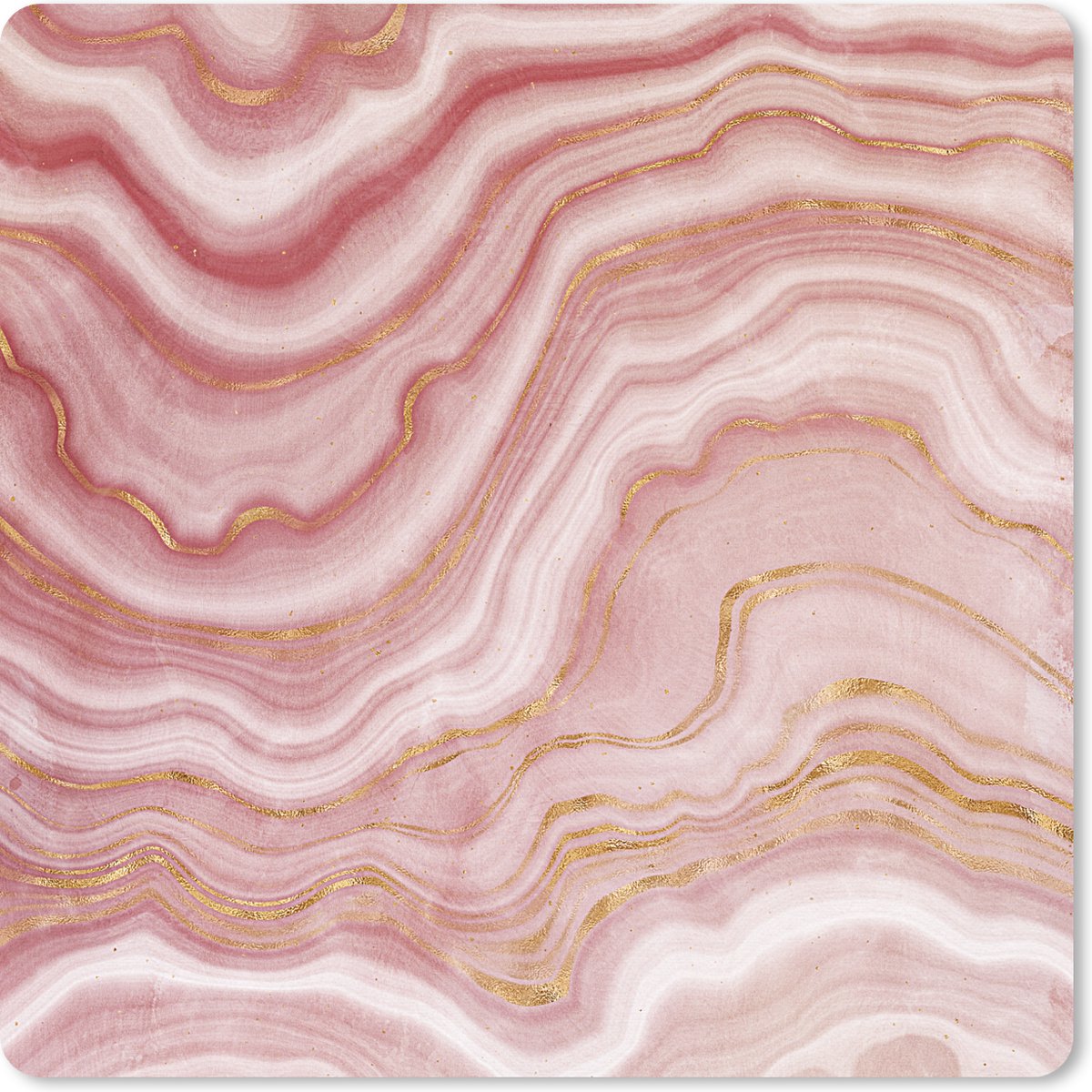 Muismat 20x20 cm - Mousepad Marmer - Rood - Gouden - Muismatten