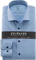 OLYMP - Lvl 5 Overhemd 24/Seven Stippen Blauw - 37 - Heren - Slim-fit