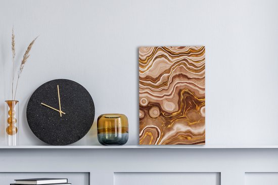 Canvas Schilderij Marmer - Beige - Cirkel - 20x30 cm - Wanddecoratie
