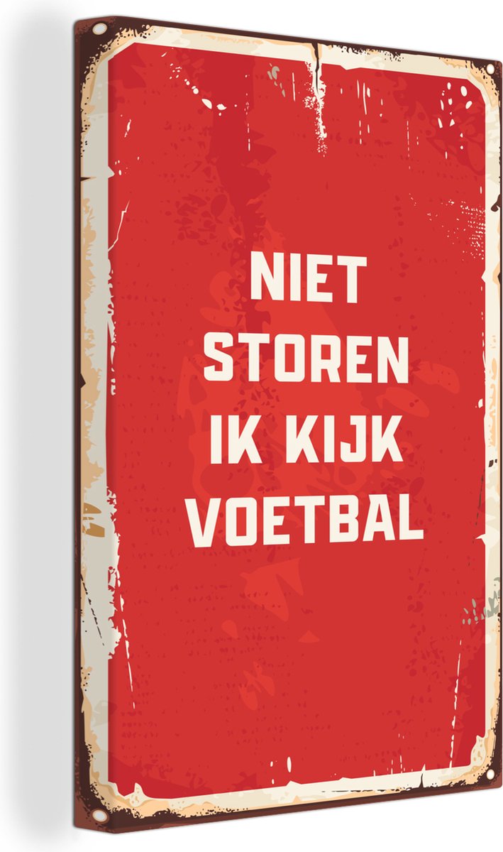 Canvas Schilderij Spreuken - Niet storen ik kijk voetbal - Quotes - Voetbal - 40x60 cm - Wanddecoratie - Vaderdag cadeau - Geschenk - Cadeautje voor hem - Tip - Mannen