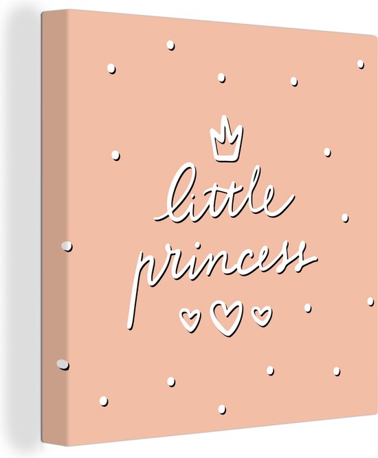 Canvas Schilderij Quotes - Meisjes - Little princess - Spreuken - Kids - Kinderen - Meiden - 90x90 cm - Wanddecoratie