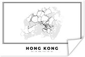 Affiche Hong Kong - Plan de la ville - Zwart Wit - 90x60 cm