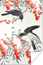 Poster Vogels - Bes - Rood - Japandi - 80x120 cm