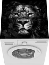 Wasmachine beschermer - Wasmachine mat - Planten - Leeuw - Jungle - Zwart - Wit - 60x60 cm - Droger beschermer