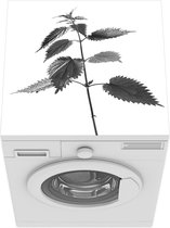 Wasmachine beschermer mat - Een plant van een brandnetel - zwart wit - Breedte 60 cm x hoogte 60 cm