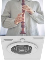 Wasmachine beschermer mat - Man speelt blokfluit - Breedte 60 cm x hoogte 60 cm
