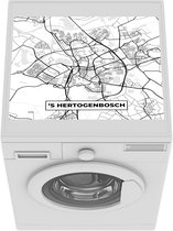 Wasmachine beschermer mat - Kaart - 's-Hertogenbosch - Zwart - Wit  - Breedte 55 cm x hoogte 45 cm