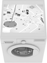 Wasmachine beschermer mat - een stadsdeel van Canberra - zwart wit - Breedte 55 cm x hoogte 45 cm