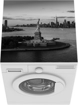 Wasmachine beschermer mat - Vrijheidsbeeld en skyline van New York -zwart-wit - Breedte 60 cm x hoogte 60 cm