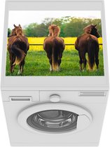 Wasmachine beschermer mat - Paarden - Bloemen - Geel - Breedte 55 cm x hoogte 45 cm