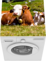Wasmachine beschermer mat - Koeien - Bloemen - Alpen - Breedte 60 cm x hoogte 60 cm