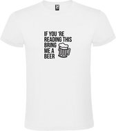 Wit  T shirt met  print van "If you're reading this bring me a beer " print Zwart size M