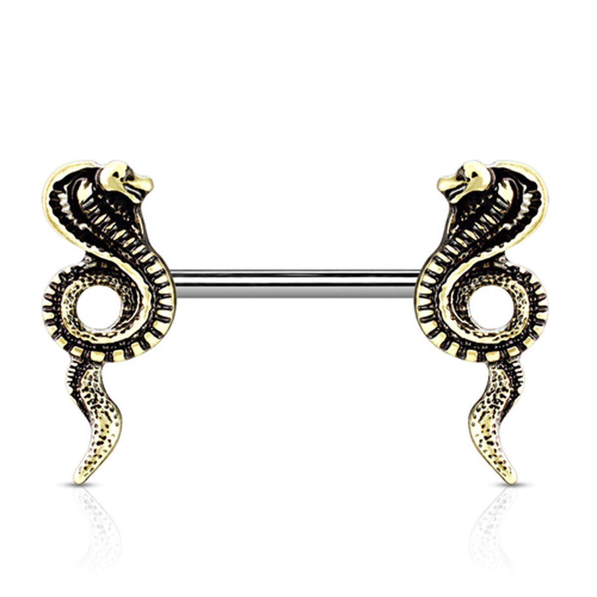 Tepelpiercing cobra's antique 1.6x14 - goud - LMPiercings