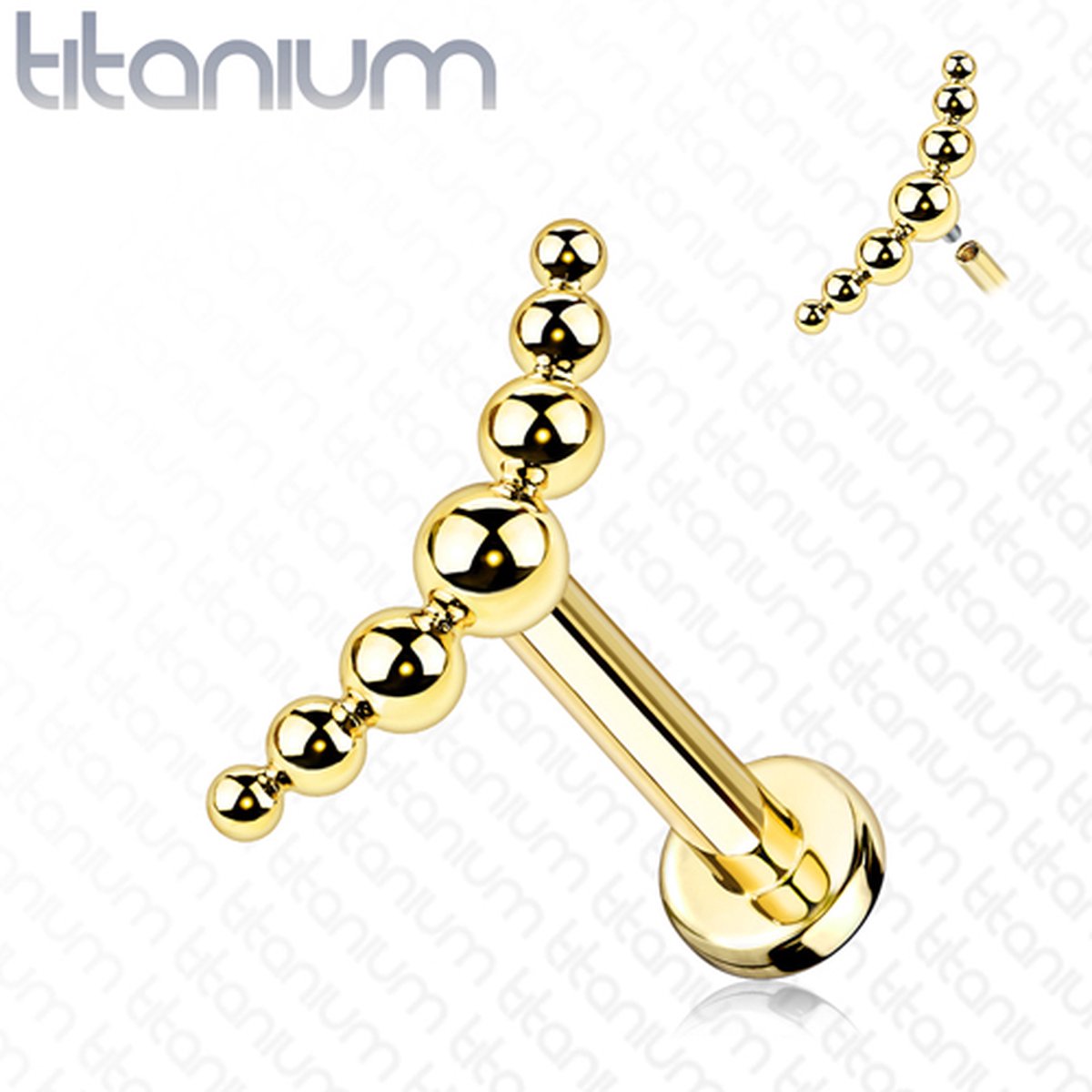 Piercing titanium 7 balls 1.2x6 - goud - LMPiercings