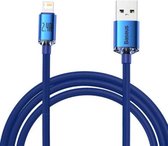 Baseus iPhone kabel Blauw 2 Meter Gevlochten geschikt voor Apple iPhone 6,7,8,X,XS,XR,11,12,13,Mini,Pro Max - iPhone oplaadkabel - iPhone oplader kabel - Lightning USB kabel (blauw