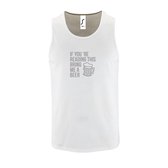 Witte Tanktop sportshirt met "If you're reading this bring me a Beer " Print Zilver Size S