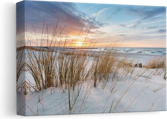 Artaza Canvas Schilderij Strand en Zee vanuit Duinen - 30x20 - Klein - Foto  Op Canvas... | bol.com