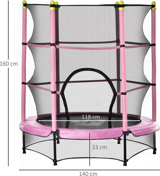 Trampoline domestique 140cm avec filet de sécurité - pour enfants de 3 à 6  ans
