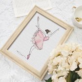 Ballet Danseres Ballerina Borduurset 14CT DMC op Wit Borduurstof