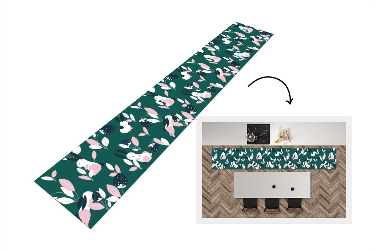 KitchenYeah Keukenloper - Loper keuken - Aardbeien - Patronen - Konijnen - Keukenloper vinyl multicolor, foto 7