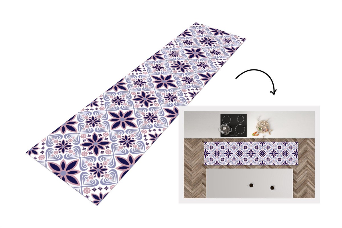 KitchenYeah Keukenloper - Loper keuken - Bloemen - Luxe - Design - 200x50 cm - Keukenloper vinyl Multicolor