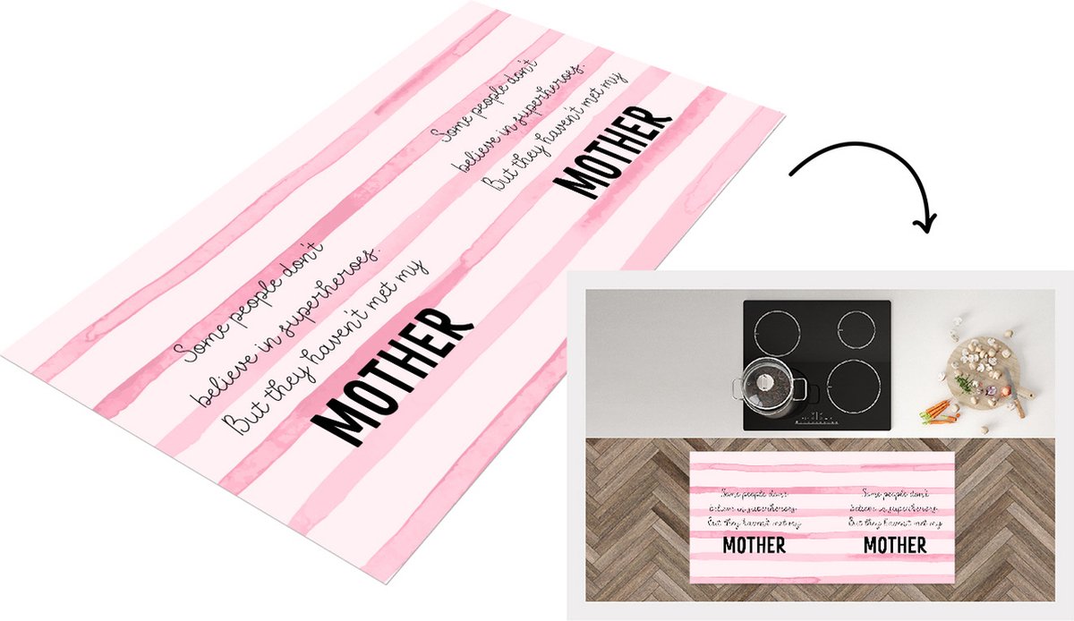 KitchenYeah Keukenloper - Loper keuken - Moeder - Quotes - Voor haar - Familie - 120x60 cm - Keukenloper vinyl Multicolor