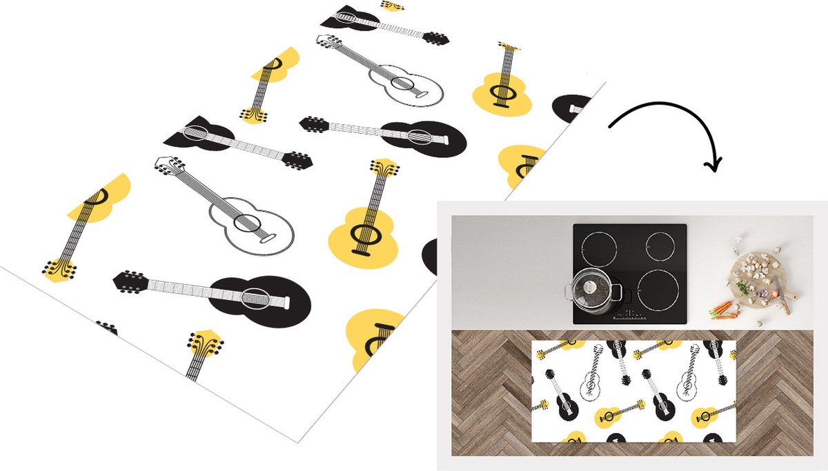 KitchenYeah Keukenloper - Loper keuken - Gitaar - Patronen - Instrumenten - 120x60 cm - Keukenloper vinyl Multicolor