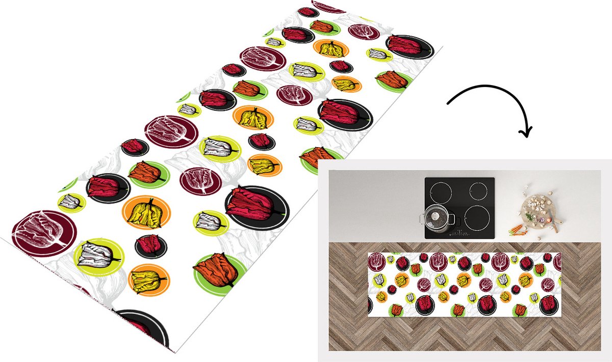 KitchenYeah Keukenloper - Loper keuken - Tulp - Bloemen - Patronen - Keukenloper vinyl multicolor, foto 3