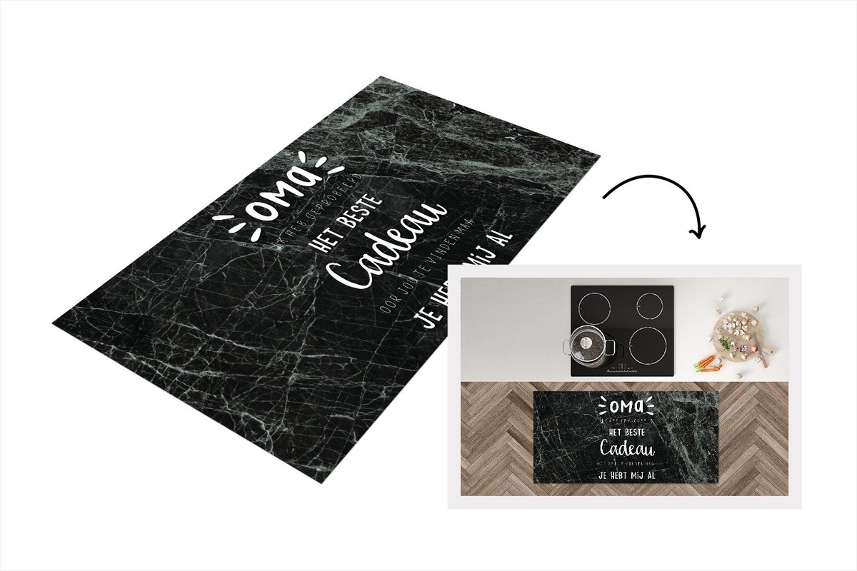 KitchenYeah Keukenloper - Loper keuken - Spreuken - Quotes - Oma je hebt mij al - Grootmoeder - 120x60 cm - Keukenloper vinyl Multicolor